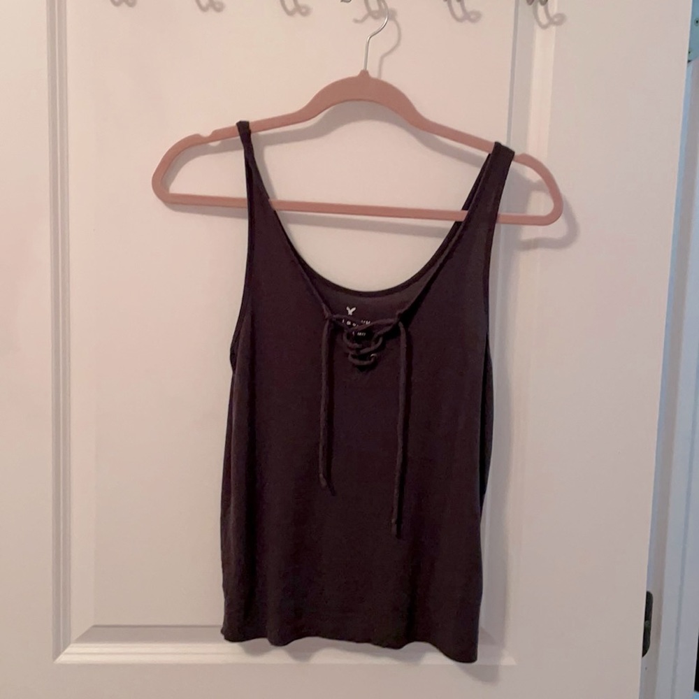 Soft & Sexy AEO tank 1977 gray cross cross women’s tank top